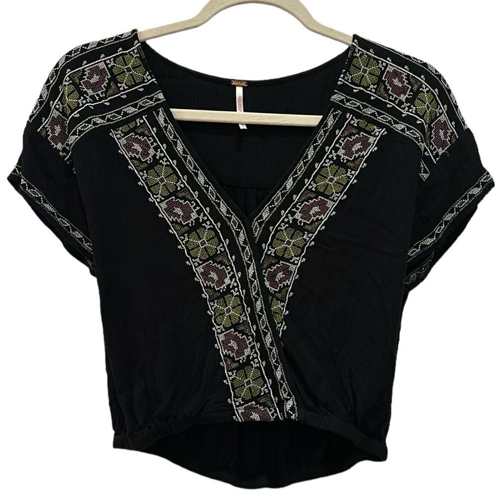 Free People Luca Embroidered Top XS Boho Cropped​​​​​​​ - Picture 4 of 10